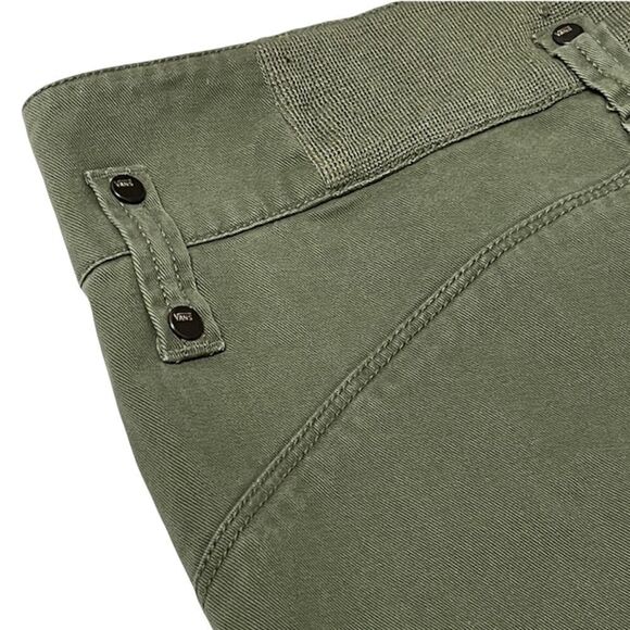 VANS Army Green Drawstring Cinch Embroidered Skull Motif Straight Short Skirt - Picture 11 of 16